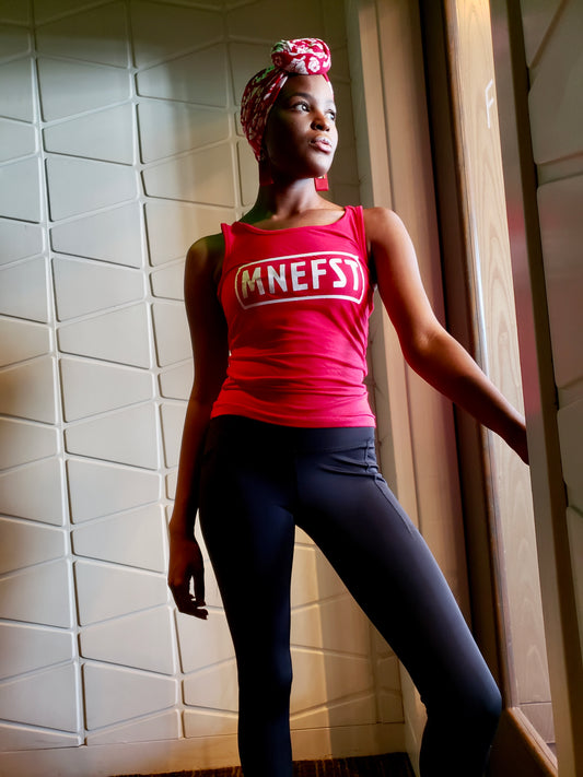 MNEFEST Tank Top - Red and White